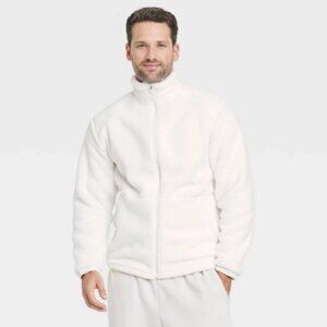 NWT~ All in Motion Size Small Men's Beige High Pile Fleece Sweatshirt Jacket